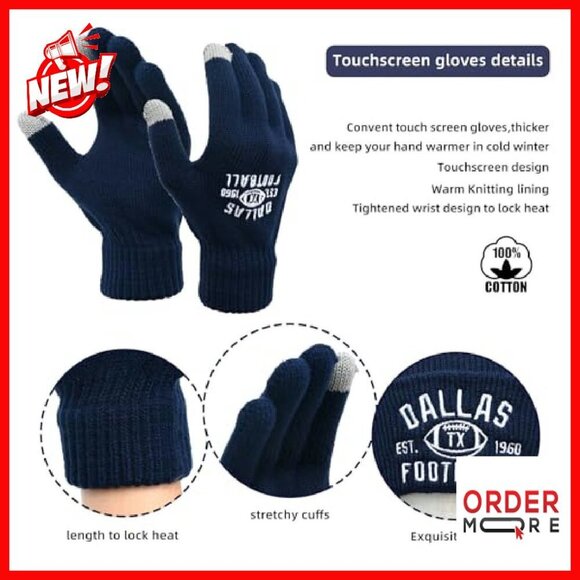 Vintage Skull Cap Knit Beanie with Touchscreen Gloves Winter Set main image 7